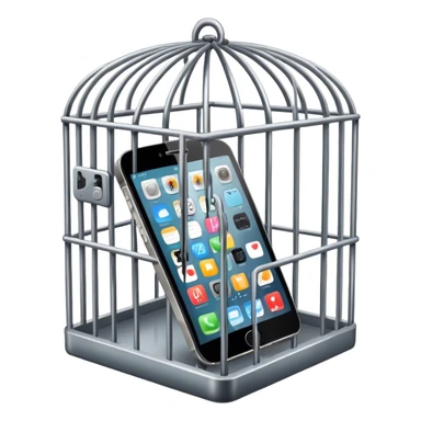 a mobile phone locked in cage sticker