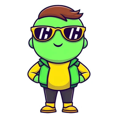 pistachio with sunglasses and a confident pose, cartoon style sticker