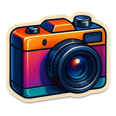 retro camera, strict and realistic appearance, clear contours, expressive shadows and highlights where appropriate sticker