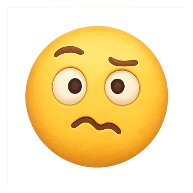 yellow face with confused expression emoji, digital illustration, no background sticker