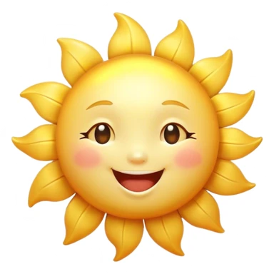 Cinematic tiny happy sun, golden and round, chubby with a warm smile, gentle rays beaming softly, radiating warmth and happiness, irresistibly cute. sticker