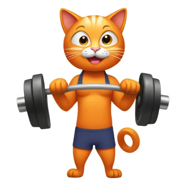 Orange cat, lifting weights sticker