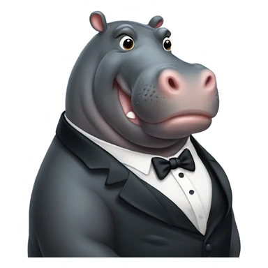 Hippo with large belly wearing tuxedo  sticker