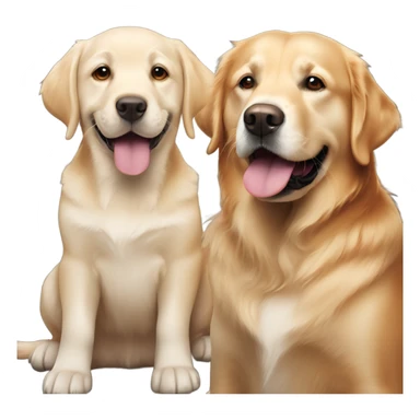 Dark orange Labrador and white golden retriever same size smiling together sticker