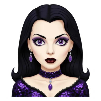 Maila Nurmi aka Vampira with black hair, black sequin outfit sticker