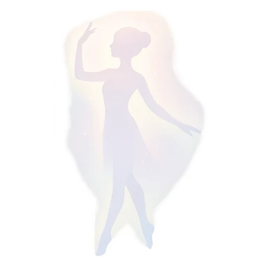 graceful, radiant figure with a soft pastel aura and a hint of sparkle, symbolizing lightness and beauty, in a minimalist silhouette sticker