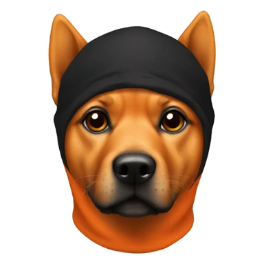 ORANGE dog with BLACK balaclava sticker
