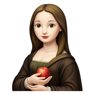 Mona Lisa, classic pose, apple emoji style sticker