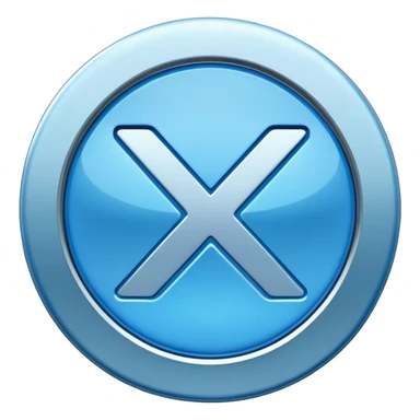 Blue X sign with round border sticker