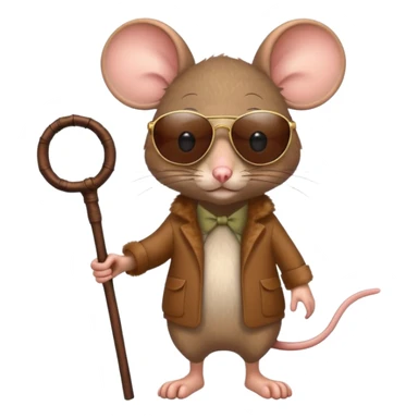 mouse with sunglasses and walking stick, walking sticker