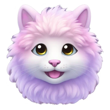 Kawaii cute gorgeous colorful sparkly bright light pastel lilac-pink-white-gradient fantasy ethereal fluffy fursona animal creature sticker