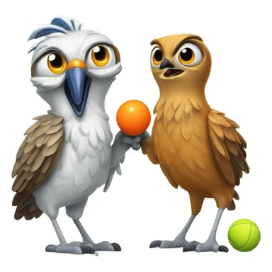 Happy Roadrunner and happy owl playing pickleball sticker