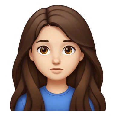 A girl with brown thick and long hair and dark brown eyes and white skin  sticker