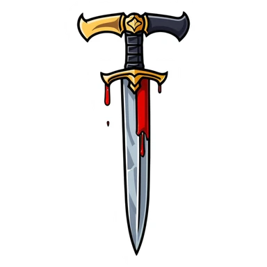 Golden razor sword with blood dripping sticker