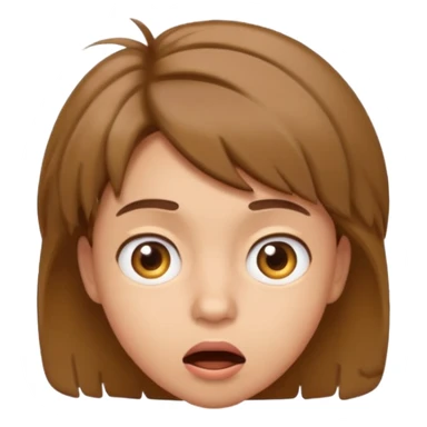 face of young person with short tousled brown hair, light skin, surprised expression, emoji style sticker