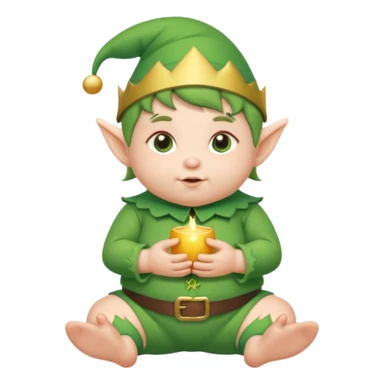 Chubby elf baby with green outfit sticker