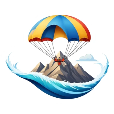 A bold emblem featuring a combination of symbols representing various extreme sports, like a mountain peak, a parachute, and a wave. The design is dynamic and sharp, capturing the thrill and adventure of extreme sports, with a strong, energetic vibe. sticker