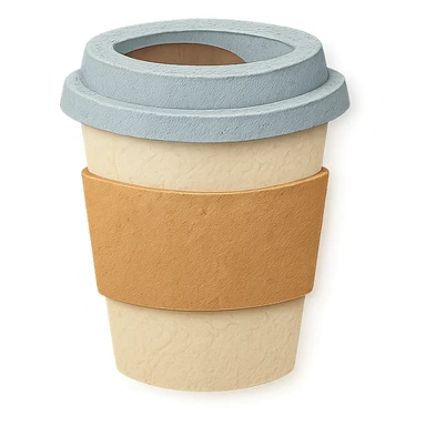 minimal and cozy paper-craft style coffee cup sticker