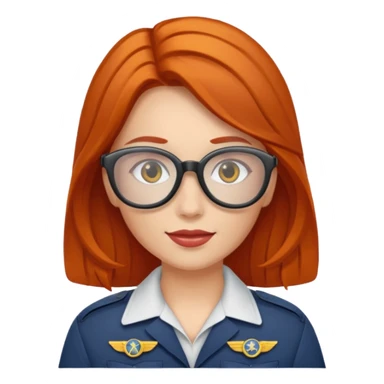pilote d'avion femme rousse avec lunette de soleil sticker