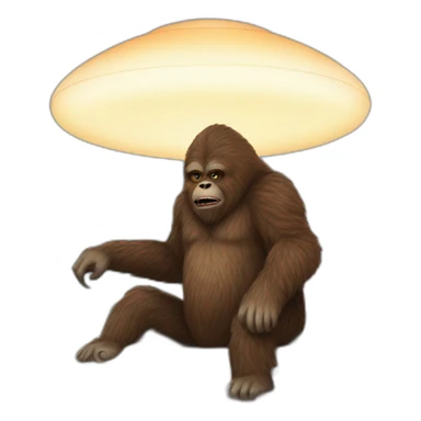 sasquatch sitting on ufo sticker