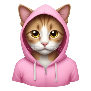 Cat wearing a pink bow and a pink hoodie sticker