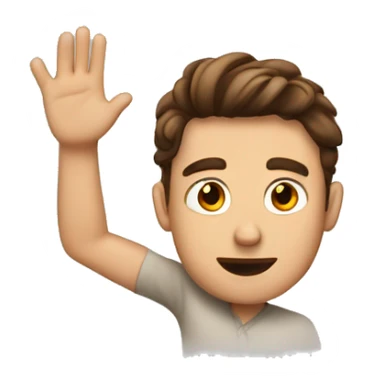 A brown haired man with a had about to pat his head  sticker