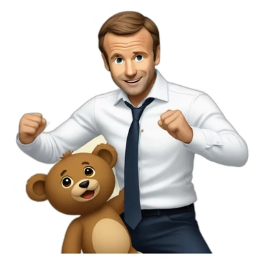 Dancing macron with face of teddy bear sticker