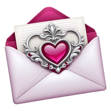 Romantic Red Magenta White Silver Aesthetic Love Letter sticker