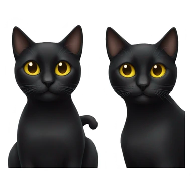 Two black cats with slim faces and yellow eyes sticker