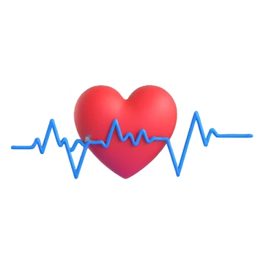 3D heart with blue and red ECG pulse line sticker