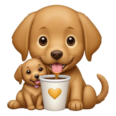 brown labrador eating a pup cup sticker