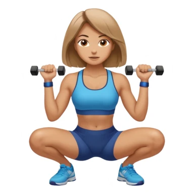 Beautiful woman with light brown shoulder length hair popping a squat without any weights sticker