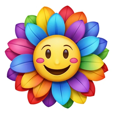 Rainbow flower with a happy face on it sticker