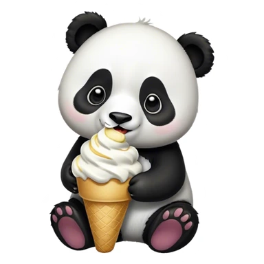 Panda eating ice cream sticker