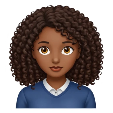 mujer pelo rizado pero no tanto,  largo color marron oscuro, ojos marrones oscuros sticker