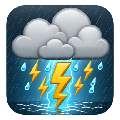 Pouring rain storm with lightning and dark clouds sticker