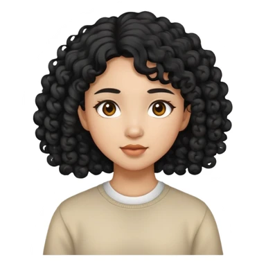 girls with asian features and curly hair sticker