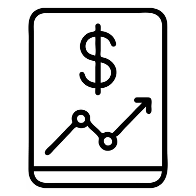 minimalist expense tracker icon with simple dollar sign and line graph sticker