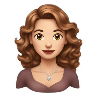 white beautiful woman, brown wavy hair, shows heart by two hands, long earrings sticker