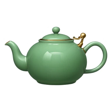 ["Round green teapot with steam rising."] sticker