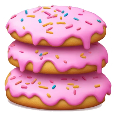 side view, pile of pink iced cookie with sprinkles sticker