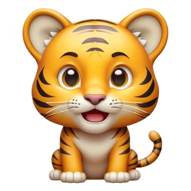 Cinematic Comical Tiger Cub Portrait Emoji, Head tilted dramatically with an exaggeratedly shocked expression, featuring a compact, endearing build with wide, comically expressive eyes full of humorous disbelief, Simplified yet hilariously expressive features, highly detailed, glowing with a slightly sassy wild glow, high shine, dramatic yet playful, stylized with an air of quirky feline attitude, soft glowing outline, capturing the essence of a meme-worthy tiger cub that looks ready to side-eye its way into viral fame! sticker