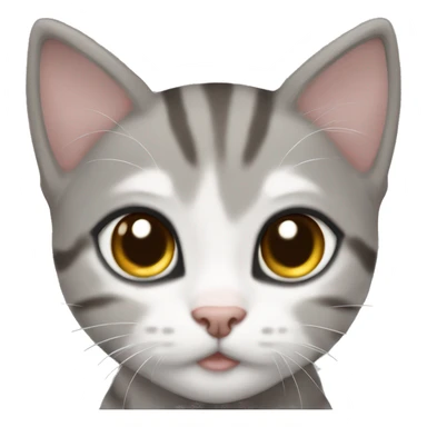 gray and white tabby kitten brown eyes full body sticker