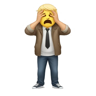 the man is frustrated and throws his hands over his head sticker