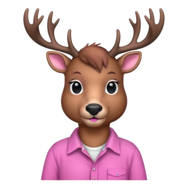 pink deer with shirt  sticker