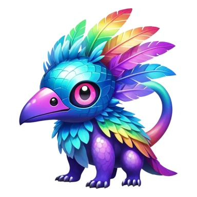  Shiny sparkly transparent bioluminescent luminescent vibrant bright pastel dark exotic tropical iridescent colorful nebula rainbow gradients cyber-Protogen-Fakémon-Pokémon-Vernid-creature sticker