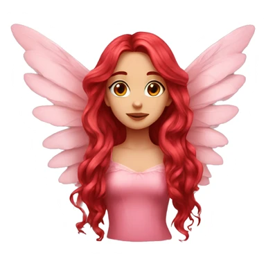 big wings, rose, Beautiful, fairy, red, long hair sticker