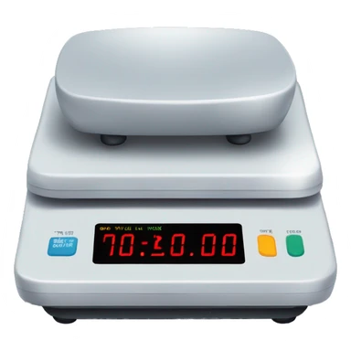 Draw a digital scale which has a text 99.8kg on the screen sticker