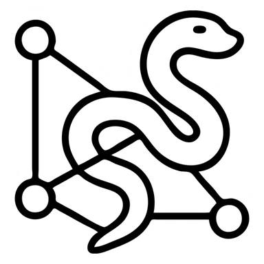 white snake intertwined with network nodes, minimalistic logo sticker