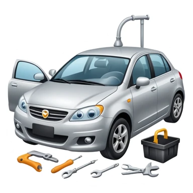 car with a small dent being fixed sticker